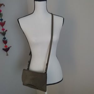 Skagen greay leather suede shoulder bag